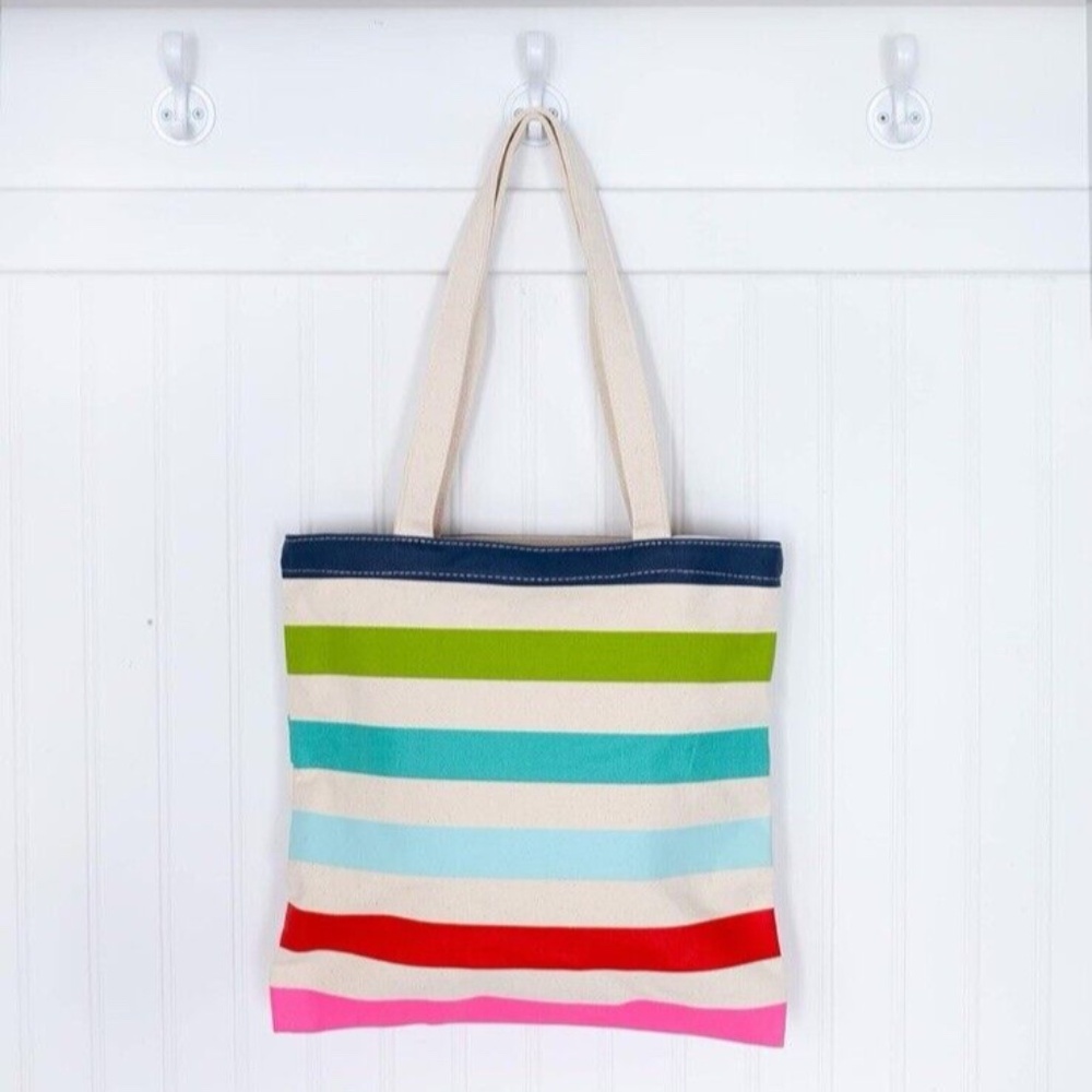 Kate Spade New York Candy Stripe Canvas Tote Bag with Interior Pocket NWT
